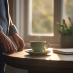 Slow living: En kop kaffe i morgenlys."